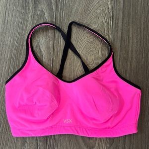VS hot pink w/ black sports bra size 34DD